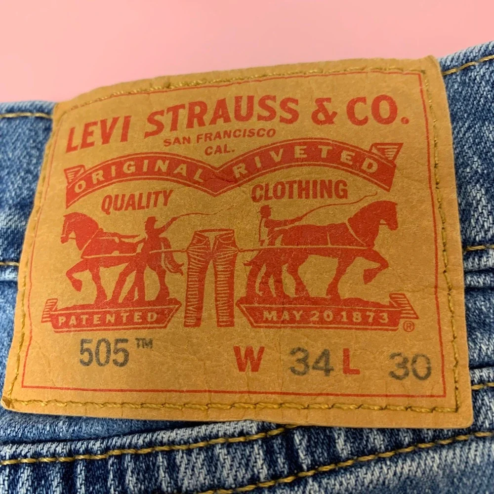 Levi's 505 Regular Fit Jeans Mens 34x30 Blue Excellent Straight Leg Stretch
